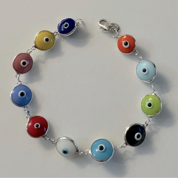 Sterling silver evil eye eye bracelet - Picture 1 of 3
